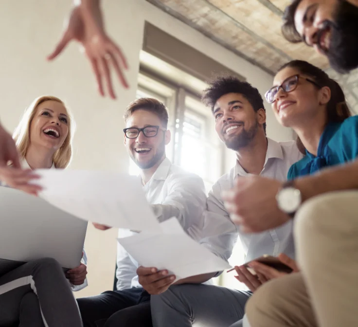 Group of trainers enthusiastic about courses
